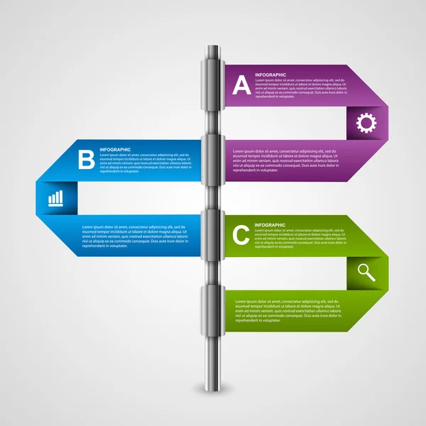 Abstrakte Papier-Aufkleber, Banner, Wegweiser-Optionen Infografik-Vorlage. Gestaltungselement. Vektorillustration. — Stockvektor