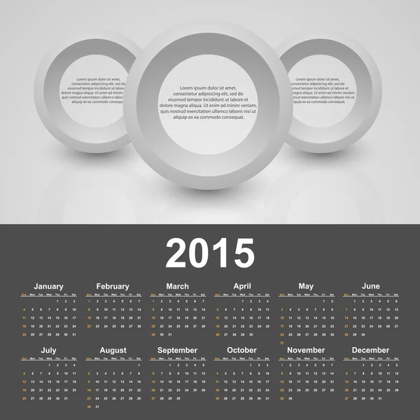 Calendrier 2015 année. Modèle vectoriel avec fond abstrait d'entreprise . — Image vectorielle