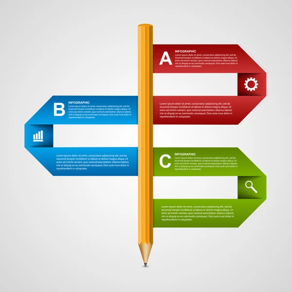 Bildung Bleistift Option Infografiken Design-Vorlage. Gestaltungselement. Vektorillustration. — Stockvektor