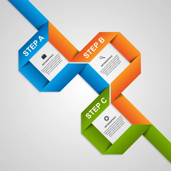 Abstrakte Papierbänder Optionen Infografik. Gestaltungselement. Vektorillustration. — Stockvektor