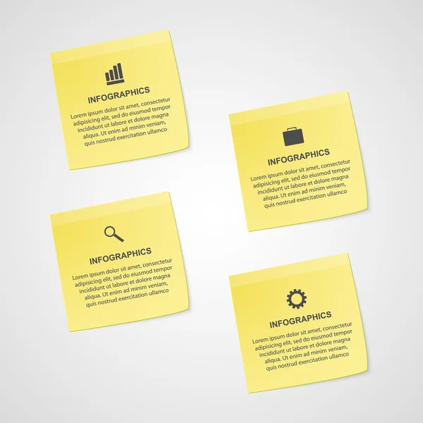 Modèle d'infographie d'options de papier de note jaune abstrait. Illustration vectorielle . — Image vectorielle