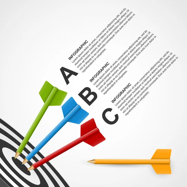Abstrakt utbildning infographic mall mål med pennor. Vektor Illustration. — Stock vektor