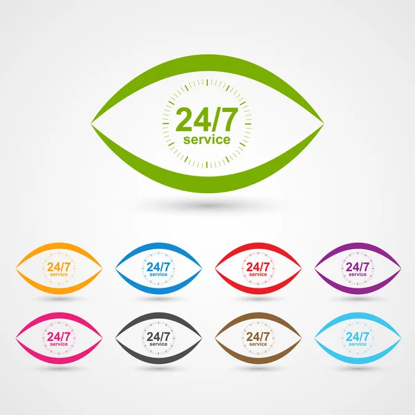 24 hours 7 days customer service icon in the form of eye. — Stock Vector