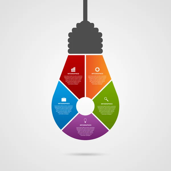 Infografía abstracta con banner de bombilla. Ilustración vectorial . — Archivo Imágenes Vectoriales