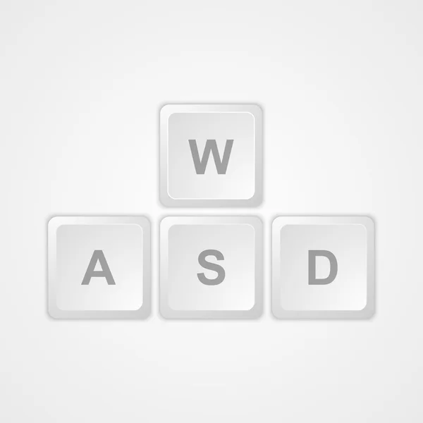 Teclado de ordenador WASD botones de juego. Ilustración vectorial . — Vector de stock