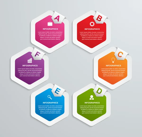 Modèle d'infographie hexagonal abstrait . — Image vectorielle