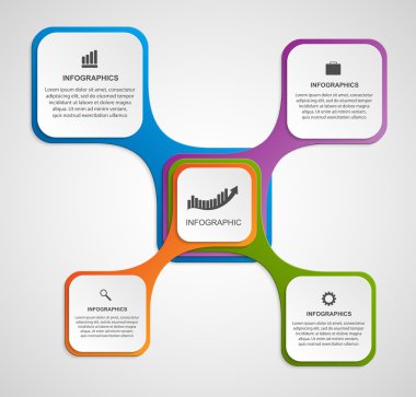 Kare biçiminde soyut Infographic tasarım şablonu. Vektör çizim.