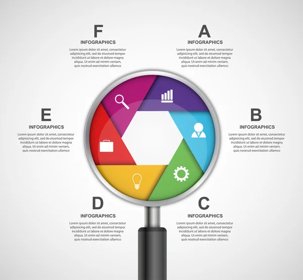 Abstract infographic with a magnifying glass. Vector illustration. — Stock Vector
