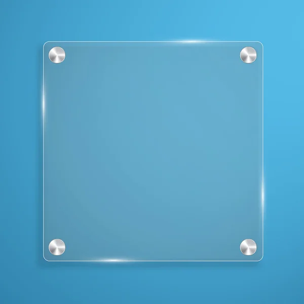 Fondo de placa de vidrio con remaches para texto. Ilustración vectorial . — Vector de stock