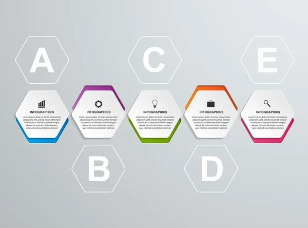 Modèle d'infographie des options hexagonales abstraites . — Image vectorielle