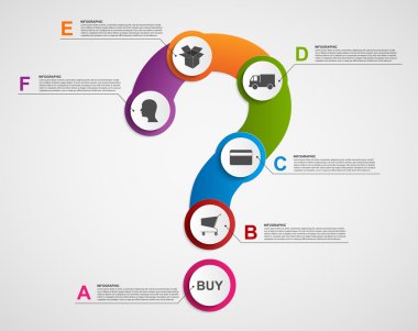 Soyut Infographic soru işareti şeklinde. Mağaza ödeme planı. Tasarım öğeleri. 