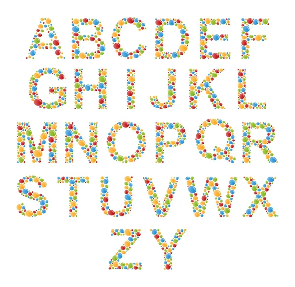 Alphabets vectoriels. Set lettres de bulles colorées stylisées ou de bonbons . — Image vectorielle