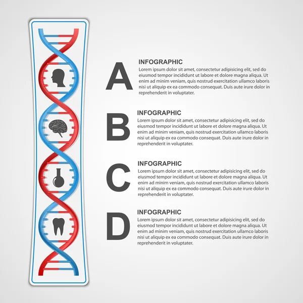 Infografica sotto forma di elica del DNA. Elemento di design vettoriale . — Vettoriale Stock