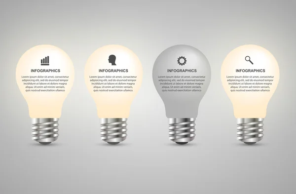 Criativa 3D lâmpada infográficos modelo de design . — Vetor de Stock