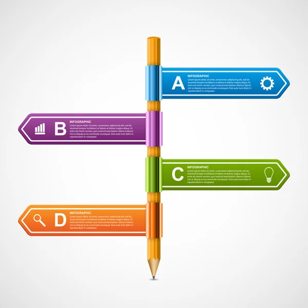 教育铅笔选项信息图表设计模板. — 图库矢量图片