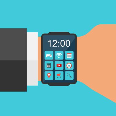 Akıllı izle Concept. Düz tasarım. Vektör çizim.