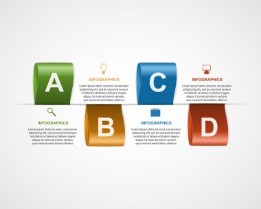 Creative infographic with color labels. Vector illustration.