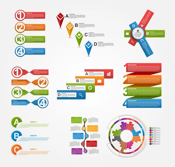 Ställ in färgglada infographics designelement. Vektor illustration. — Stock vektor