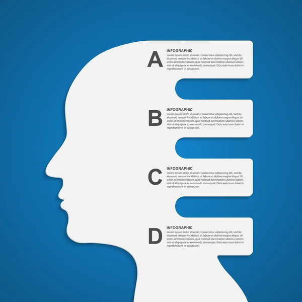 Vector infografía plantilla negocio silueta cabeza . — Archivo Imágenes Vectoriales