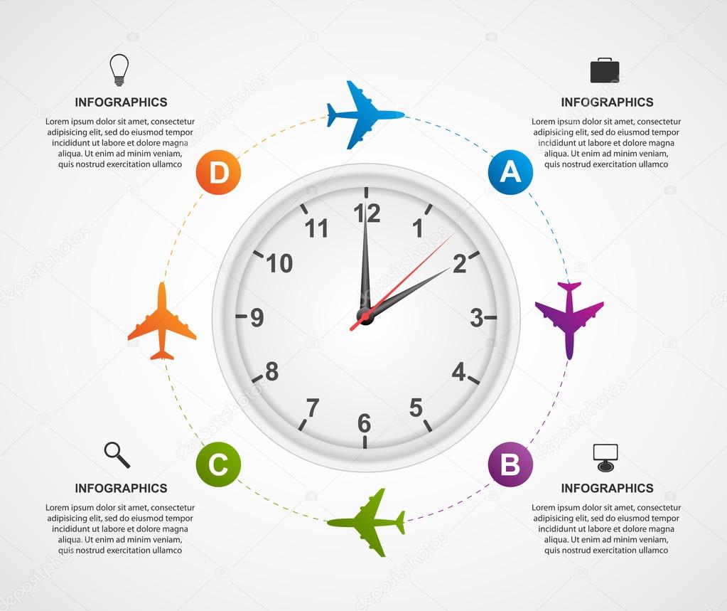 Abstract global airplane infographics design template. Vector illustration.