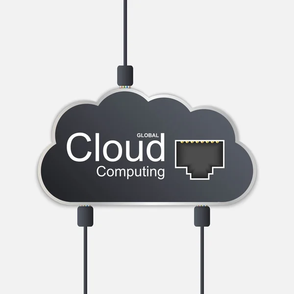 Concepto de computación en nube. Contexto tecnológico . — Vector de stock