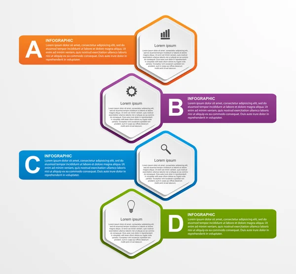 Streszczenie sześciokąt biznes opcje infografiki szablon. — Wektor stockowy