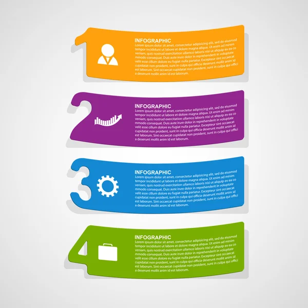 Pegatinas numeradas en papel elementos de diseño Infografía . — Vector de stock