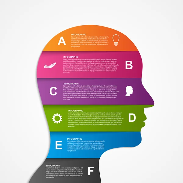 Vector infographic mallen business stripe silhouette mänskligt ansikte. — Stock vektor