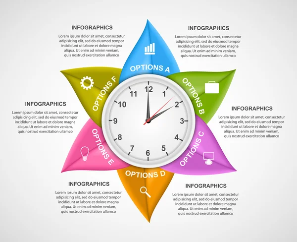 Infografía abstracta de la naturaleza. Hojas coloridas. Ilustración vectorial . — Vector de stock