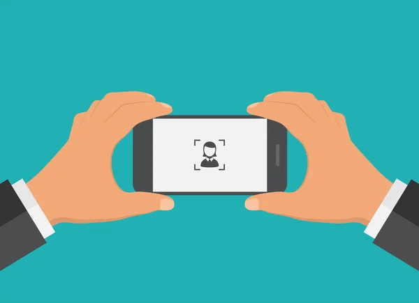 Diseño plano concepto de foto de teléfono móvil. Ilustración vectorial . — Vector de stock