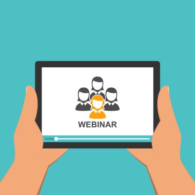 Düz tasarım webinar konsepti. Online Eğitim.
