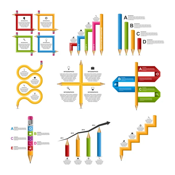 Education pencil option Infographics design template. — Stock Vector