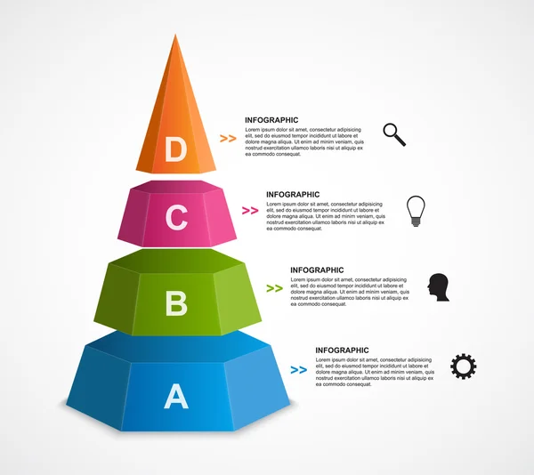 Plantilla de infografías de opciones piramidales 3D . — Vector de stock