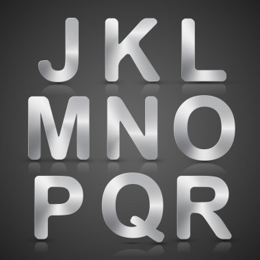 Vektör Metalik Gümüş alfabe seti.