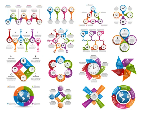 Renkli infographics büyük koleksiyonu. Tasarım öğeleri. — Stok Vektör