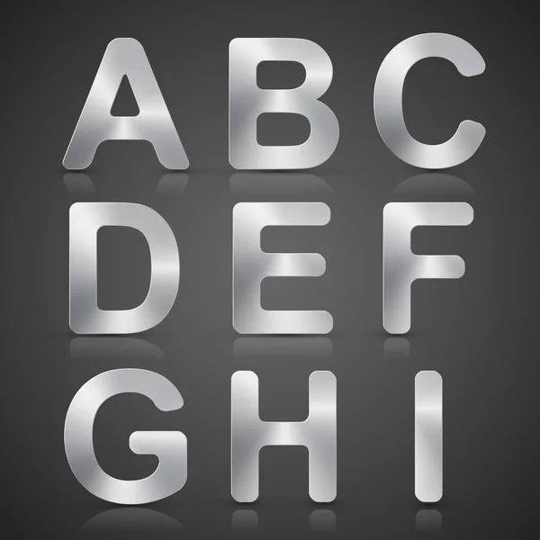 Ensemble alphabet argent métallisé vectoriel . — Image vectorielle