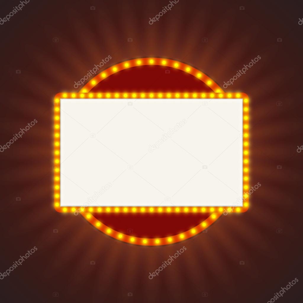 Glowing retro light banner for text. Vector illustration. 
