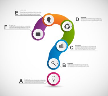 soyut renkli Infographic soru işareti şeklinde. tasarım öğeleri. 