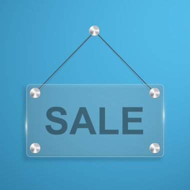 Cam afiş konu cıvata üzerinde asılı metin için yer ile. Vektör çizim.