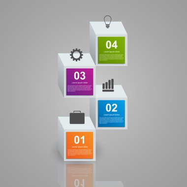 Gerçekçi renkli 3d küp oluşan Infographics. Tasarım öğeleri. 