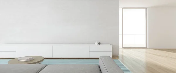 Rendering Eines Modernen Wohnzimmers Mit Schrank Und Sofa Leerer Betonwand — Stockfoto