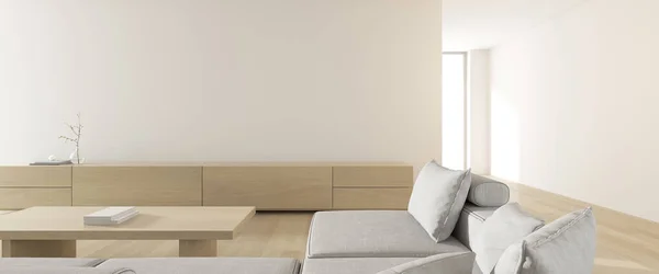 Render Modern Living Room Cabinet Sofa Empty Wall — Photo