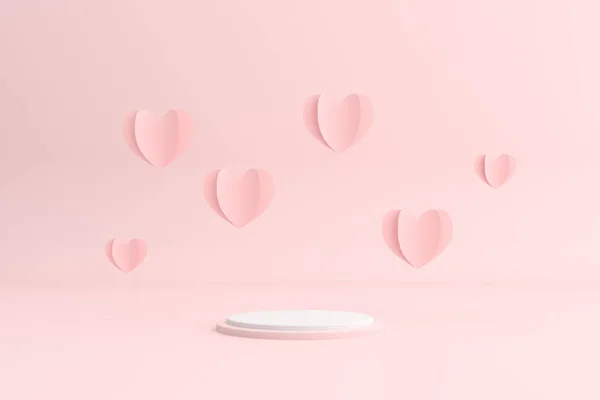 Yüzen Kağıt Kalpler Yuvarlak Podyum — Stok fotoğraf