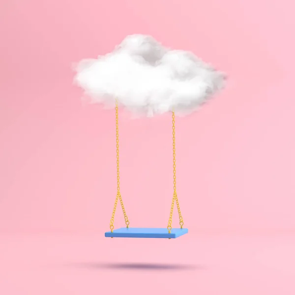Мінімальна Сцена Плаваючого Синього Крісла Білою Хмарою Візуалізація — стокове фото