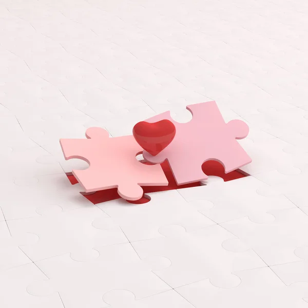 퍼즐과 발렌타인 렌더링 — 스톡 사진