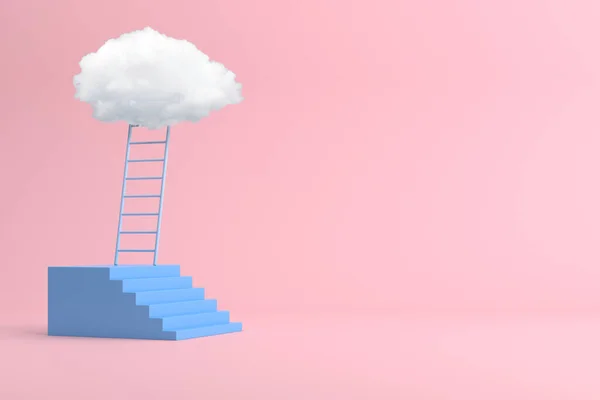 Stair and cloud on background, Stairway to heaven, 3d rendering.