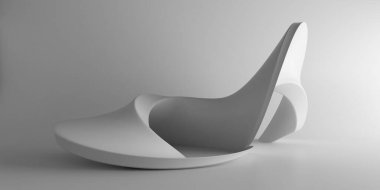 Beton alan, fütüristik mimari, çarpık heykel. 3d oluşturma.