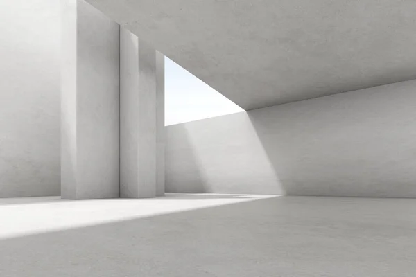 3d render of empty concrete room with light and shadow on the wall.