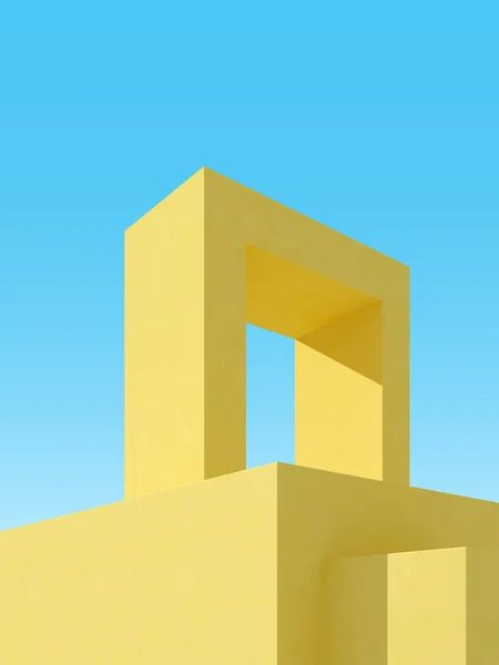 抽象建筑背景的3D图解 最小建筑海报 — 图库照片