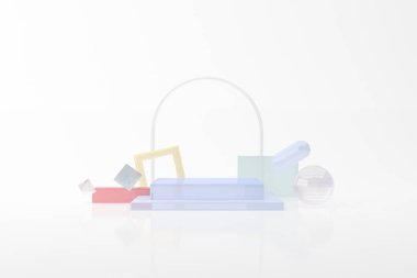 Soyut geometri podyumu, Minimal, Ürün sunumu. 3B görüntüleme.